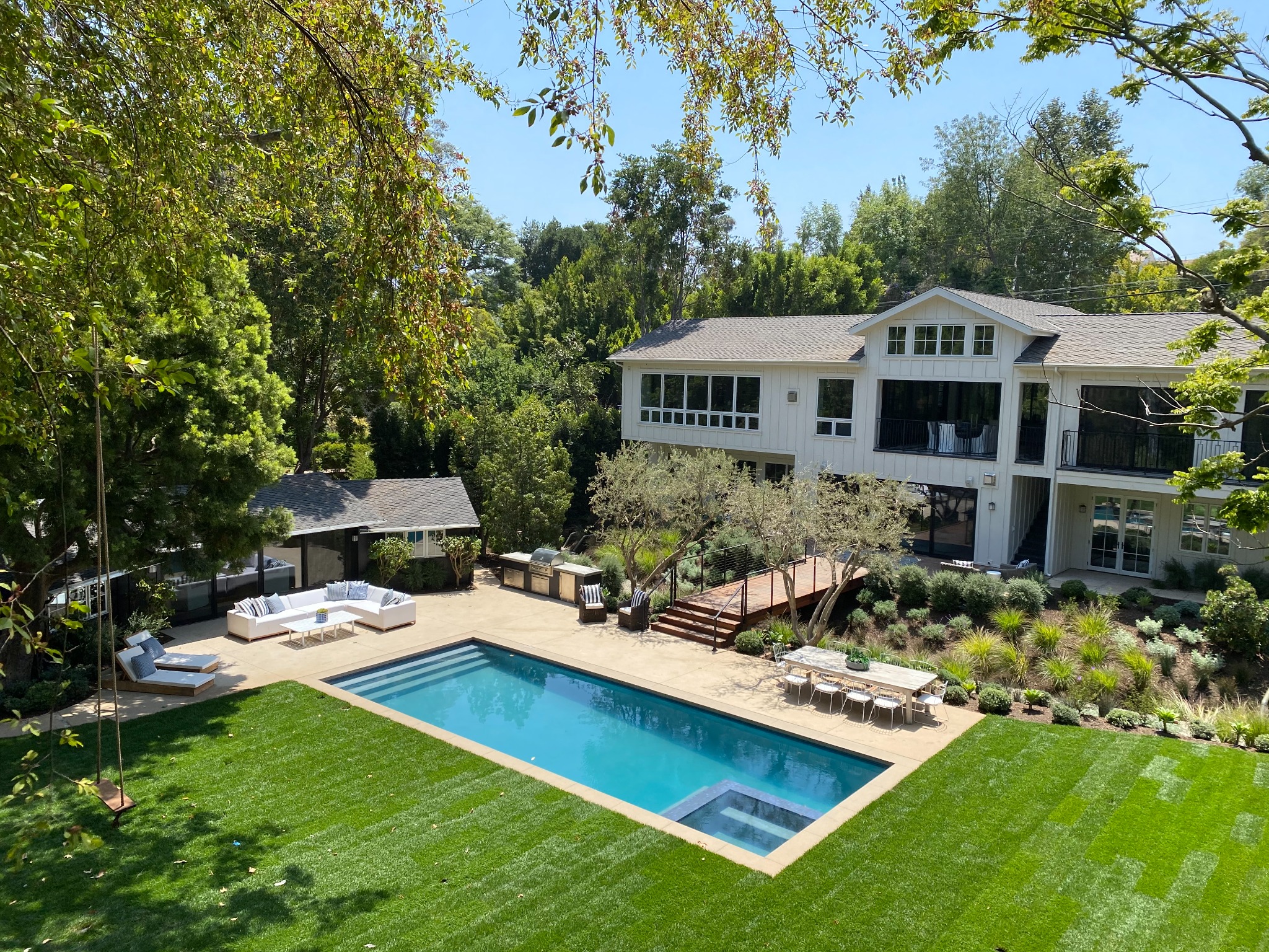 Canyon View residence, aerial pool and garden